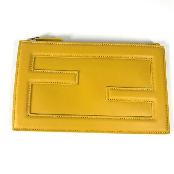 FENDI Yellow Leather Pouch - Picture 1 of 10